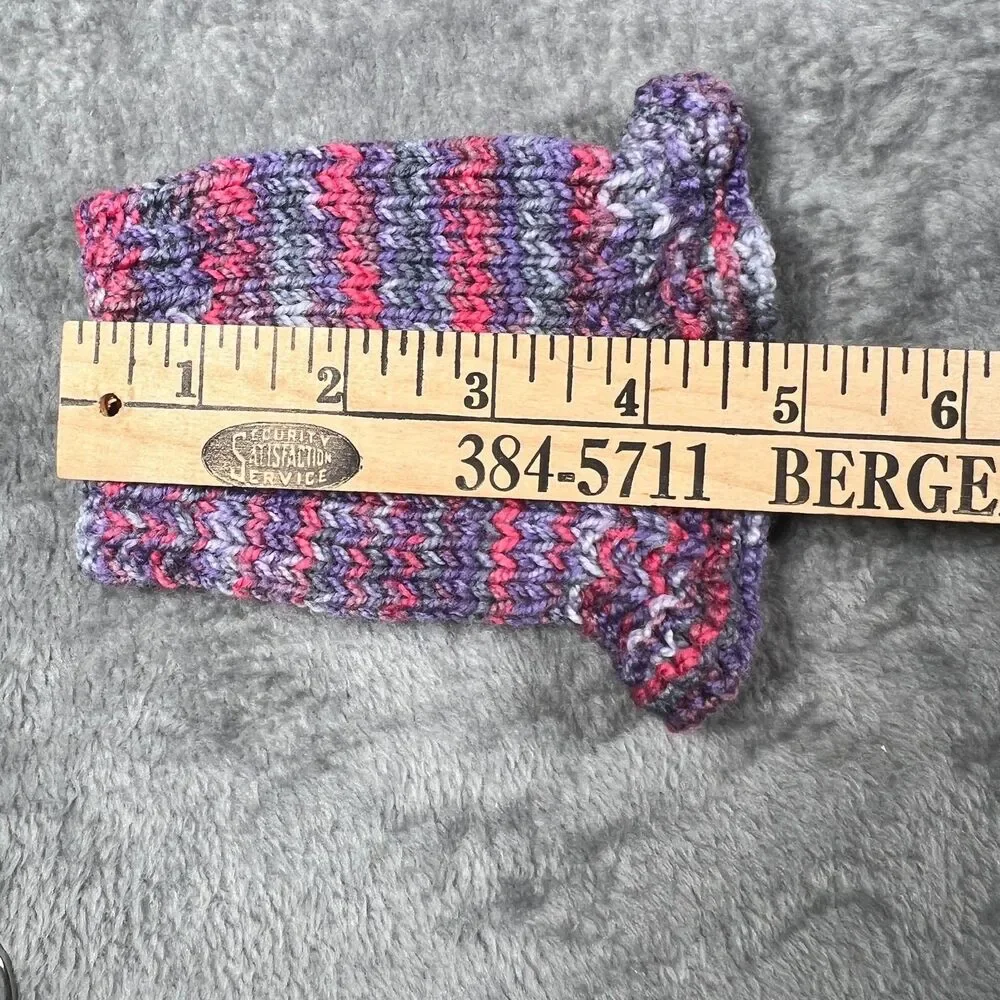 Handknit Wrist Warmers  Blue & Pink Ruffle Cuff